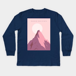 Reaching New Heights Mountaintop Illustration Kids Long Sleeve T-Shirt